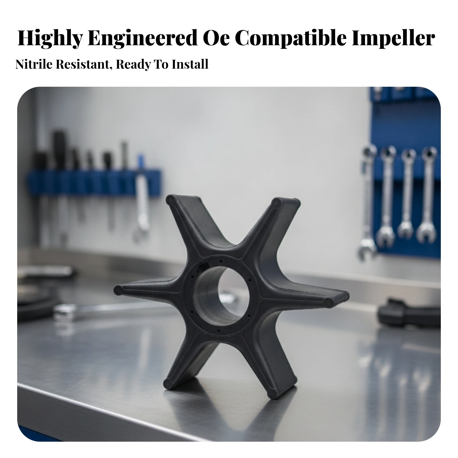 Outboard Coolant Pump Impeller Aftermarket 6-Blade Impeller Part Compatible Long-Lasting for Boat Owners