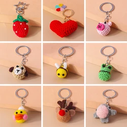 Cute Hand Knitted Cartoon Animal Bee Puppy Keychain Crocheted Love Heart Keyring Pendants Handbag Decor Women Girl Jewelry Gifts