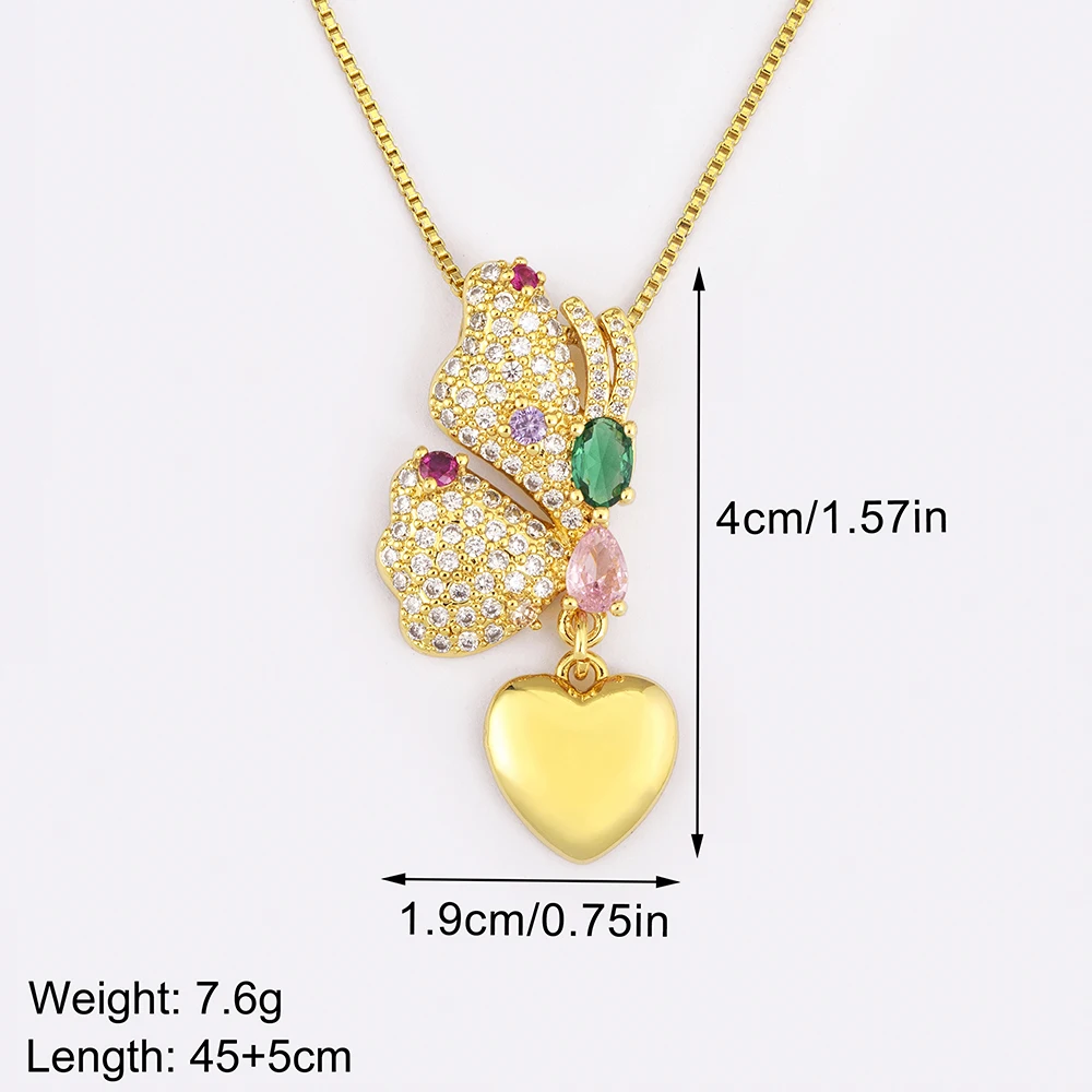 Hot Sale Butterfly Girl Shape Pave Colorful Zircon Pendant Necklace For Women Fashion Female Chain Choker Jewelry Accessories