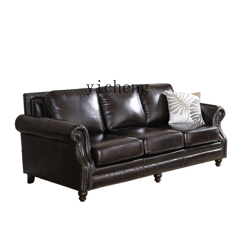 ZF Simple Classic Contact Surface Leather Sofa Living Room Furniture Full Leather