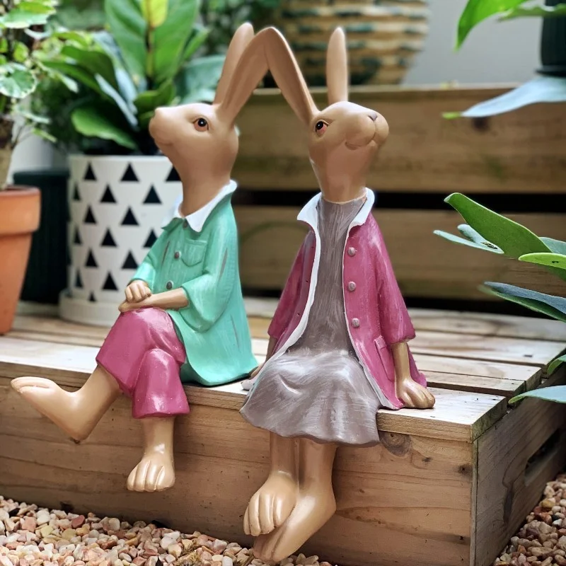 

Simulation Rabbit Crafts Resin Animal Sculpture Ornament Outdoor Garden Garden Simulation Animal Gardening Decoration Home Decor
