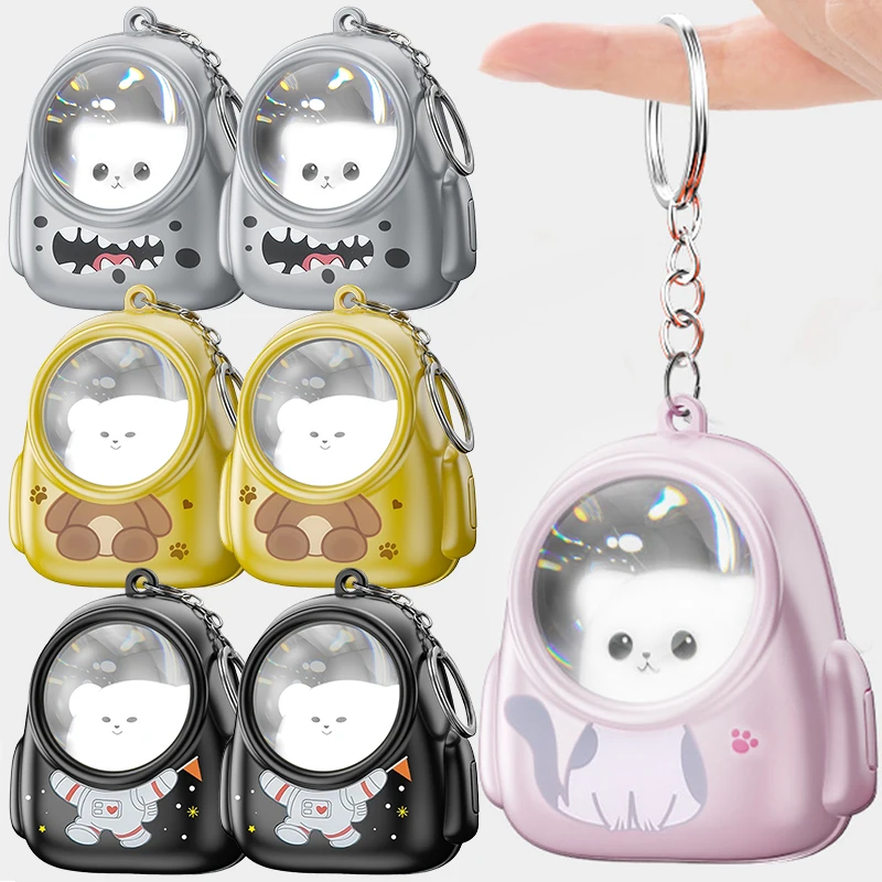 1pcs Cartoon Spaceman Light Glowing Keychain Sunset Light Luminous Keychain Female Cute Space Astronaut Couple Key Chain Hanging