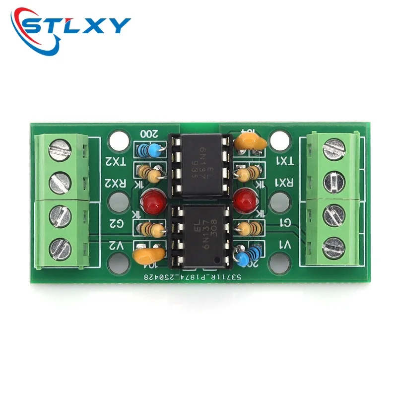 Stlxy Bidirectional UART Isolation Module Dual 6N137 High Speed Optocoupler 600-250K Baud TTL Isolator