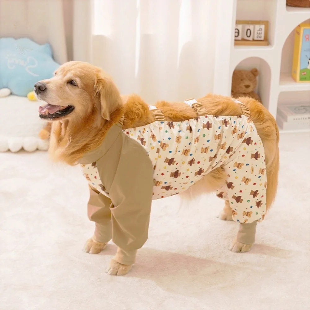 

Cartoon Dustproof Dog Pants Adjustable Breathable Waterproof Dog Pants Bear Print Anti Stain Four Legged Dog Pants Strolling