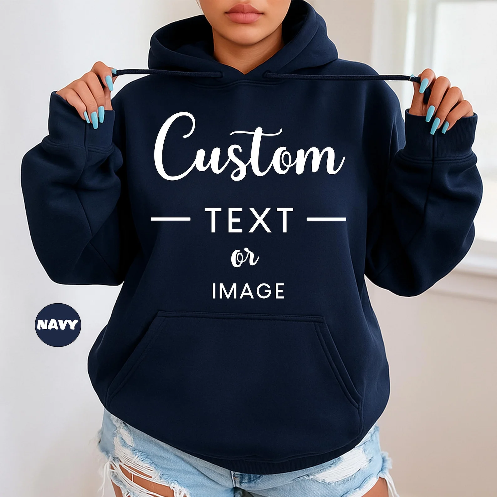 Custom Text Image Hoodie Personalized Your Text Sweatshirt Unisex Warm Crewneck Design Hoodie Unisex Fashion Daily Streetwear
