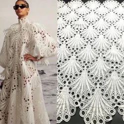 Latest African Guipure Cord Lace Fabric 2024 Style Nigerian Water Soluble Lace Fabrics 5 Yards for Wedding Party M4450 White