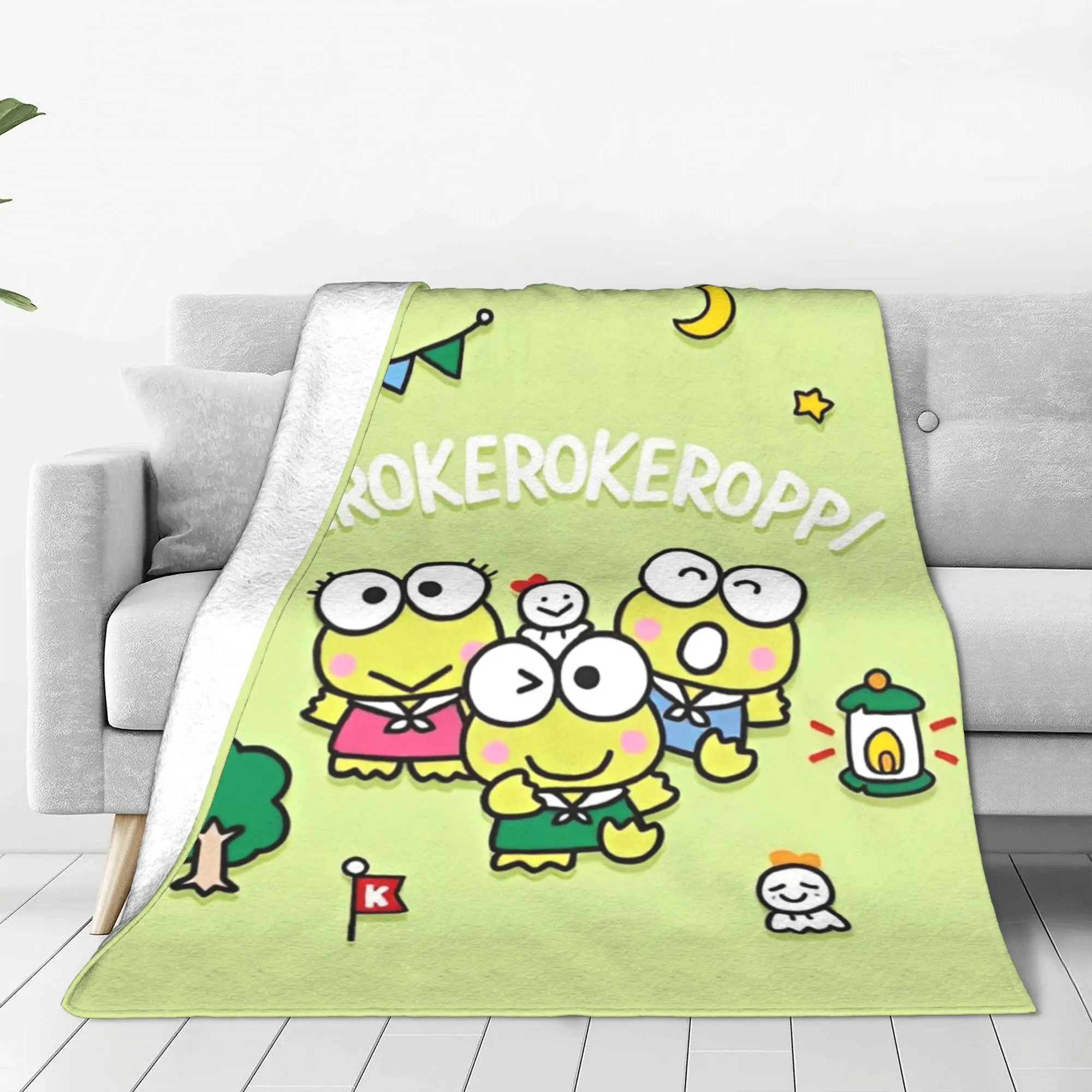 

Мультяшное одеяло Keroppi, шерстяные одеяла Sanrio, летнее кондиционирование воздуха, персонализированное сверхмягкое теплое покрывало