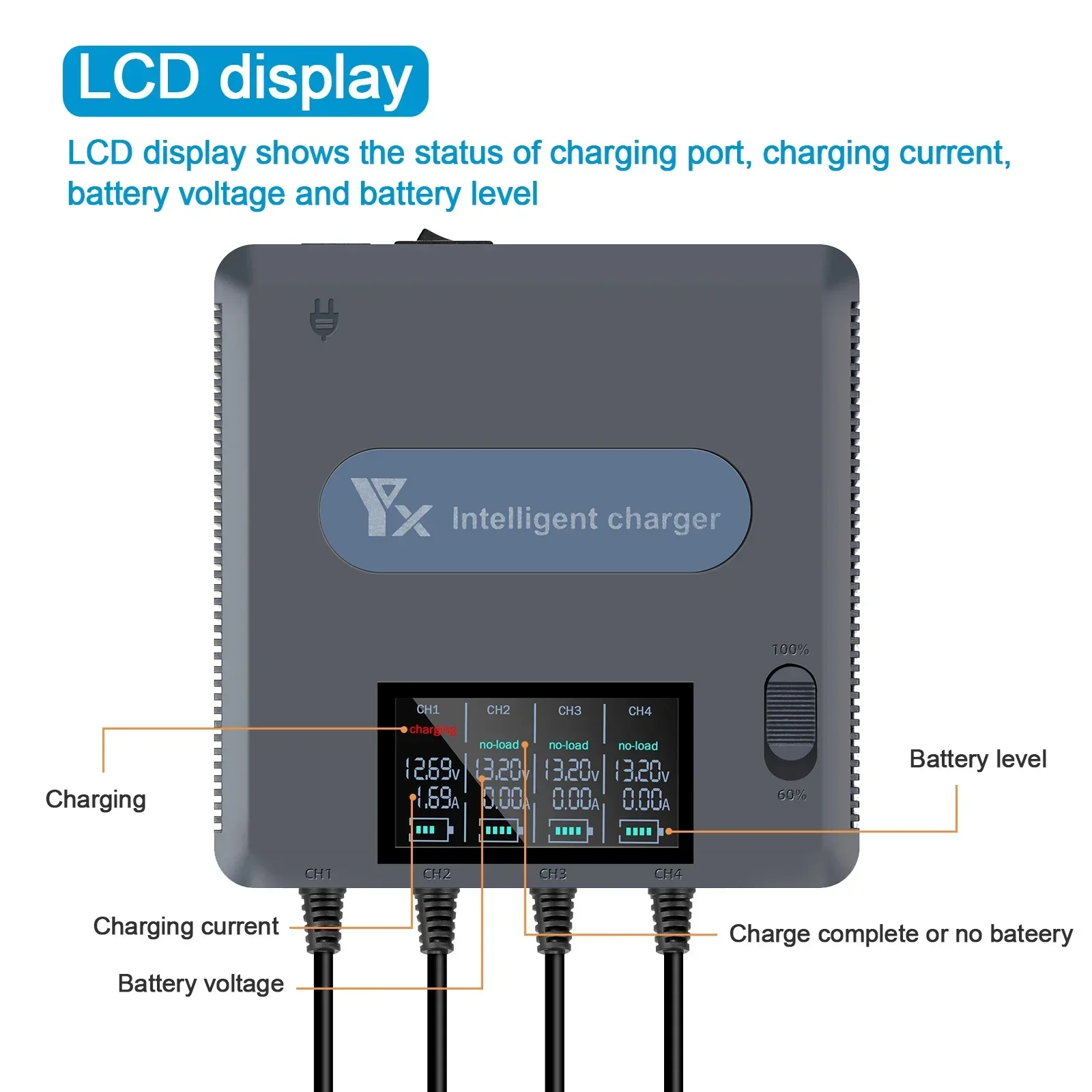 YX 6 in 1 Digital display Battery Charger for DJI Mavic Air 2 /2S Drone Battery Charging Hub Fast Smart Battery Charger with USB