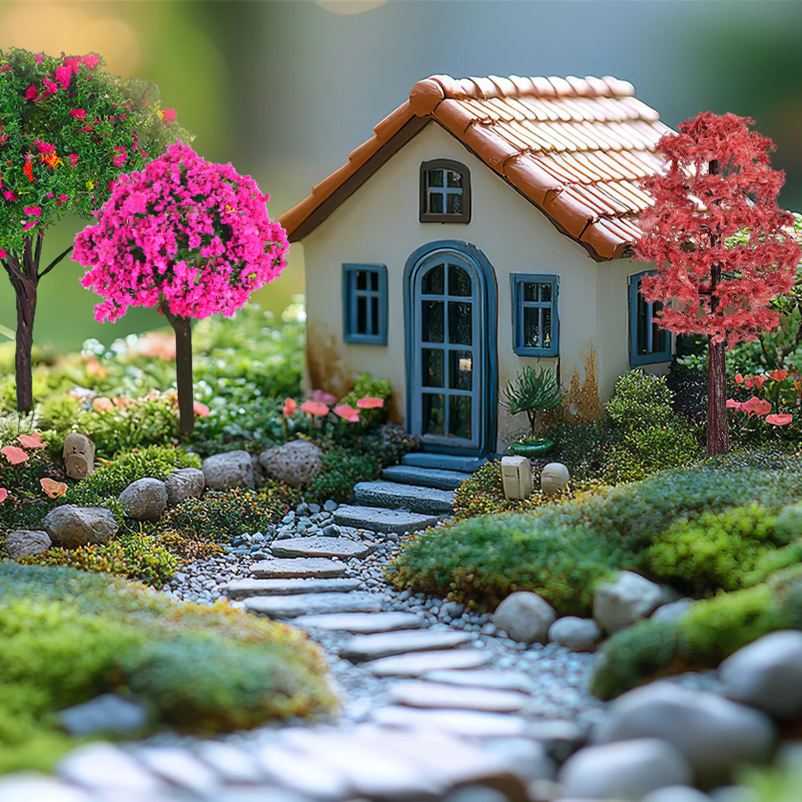 

12Pcs Miniature Trees Fake Tree Models Set Bright Realistic Design Landscape Decoration DIY Craft for Train Railway Sand Table