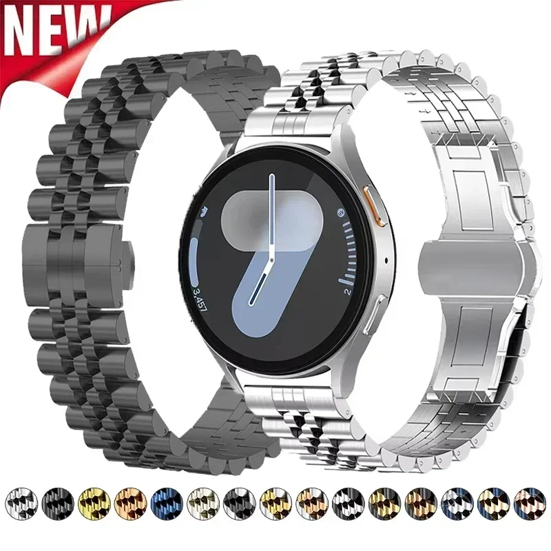 20 mm 22 mm Armband für Samsung Galaxy Watch 7 4 5 6 gebogenes Metallarmband Edelstahlarmband für Huawei Watch GT4 GT3Pro Band