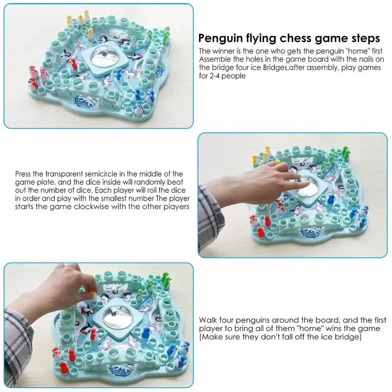 Multiplayer Penguin Flying Chess Party Board Games Family Friends Competition Interactive Umping Chess Dice Table Games Toys