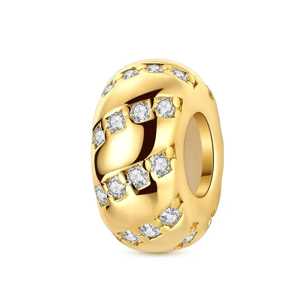 

925 Silver Rubber Stopper Bead Fit Bracelet Charm Diy Gold Color Bead For Woman Jewelry