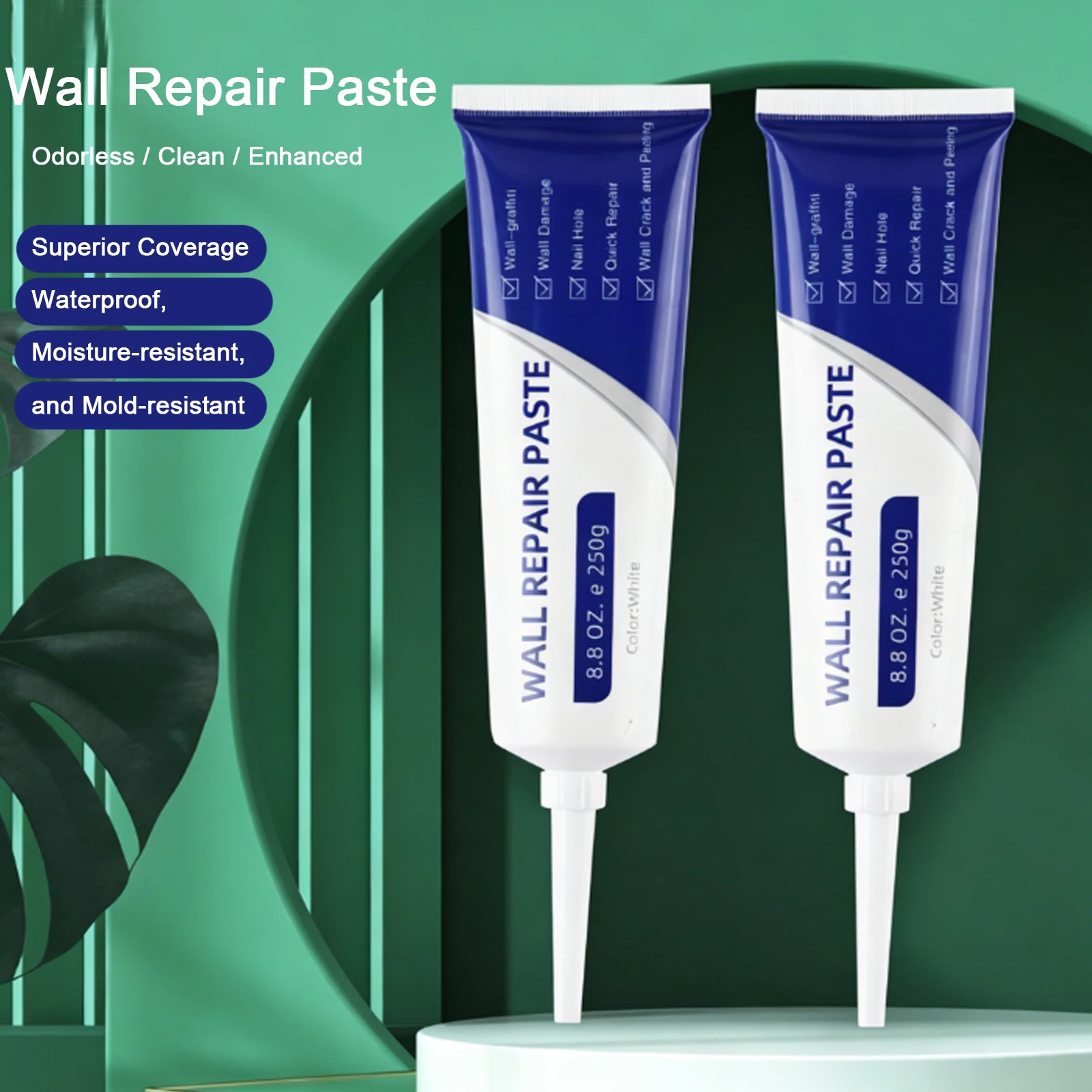 2 Pack Wall Mending Agent with Scraper Wall Surface Hole Fill Quick and Easy Solution 8.8OZ for Holes Cracks Walls and Ceilings