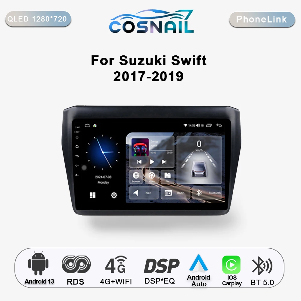 

COSNAIL Android Car Radio For Suzuki Swift 2017 - 2019 Multimedia Video Player Auto CarPlay GPS Navigation Stereo 2 din Head Uni