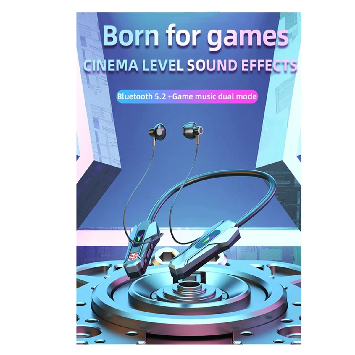 سماعات بلوتوث لاسلكية M86K بشريط حول الرقبة وشاشة LED للألعاب، سماعات رياضية مغناطيسية مقاومة للماء مع ميكروفون عالي الدقة باللون الأخضر #4