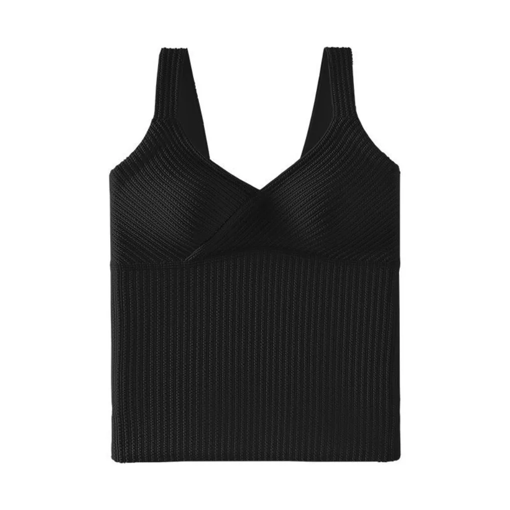 Soft V-neck Sleeveless Warm Underwear Stripe Seamless Warm Slimming Vest Top Bottoming Shirt Winter Thermal Vest Autumn Winter