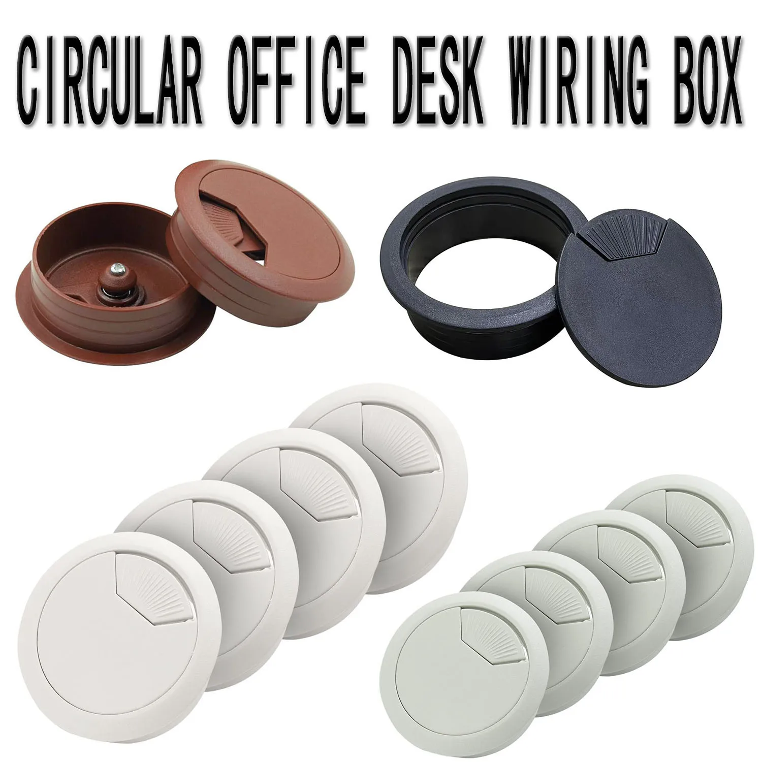 1pcs Desk Cable Grommet, 50/60/80mm Round Wire Hole Cover for Computer Table, Neat Cord Management Port Protector