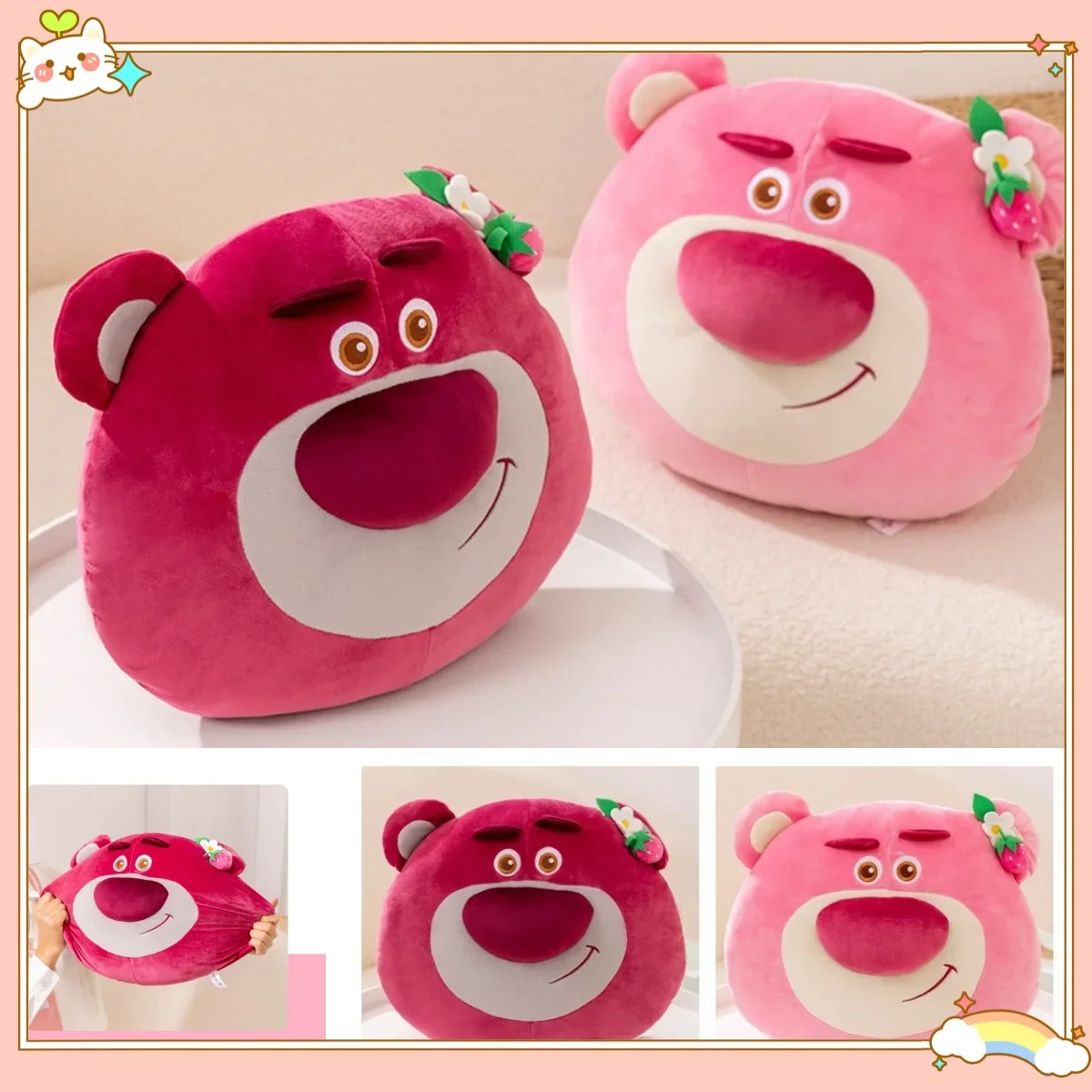 

Miniso Red Kawaii Lotso Plush Toy Pillow Wholesale Children's Birthday Gifts To Friends Pillows Valentine's Day New Year's Gifts