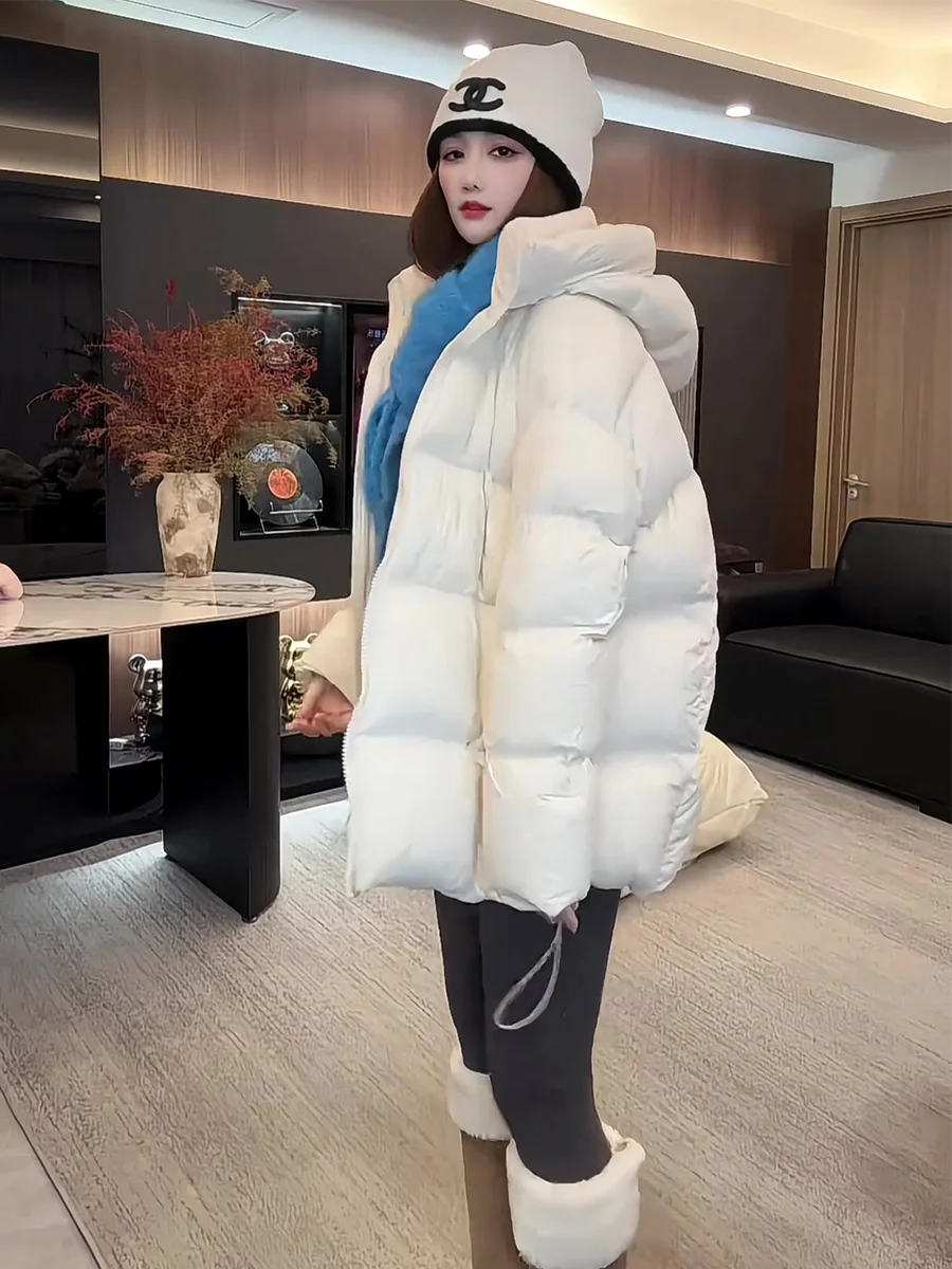 

Женская утепленная куртка Cloud Puff свободного кроя средней длины с капюшоном, повседневная, на пуху, зимняя верхняя одежда