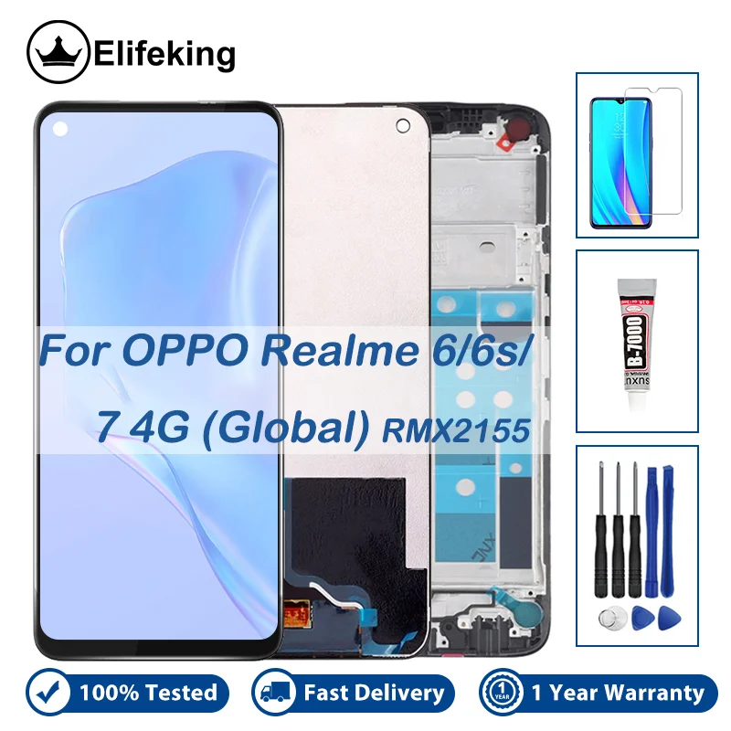 Display For OPPO Realme 6 6S RXM2001 RMX2002 LCD Touch Screen for Realme 7 4G RMX2155 (global version) Digitizer Assembly Change