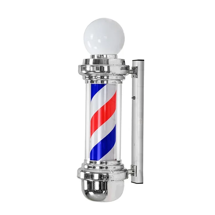 Barber Shop Pole Rotating LED Light 22.8 Inch Hair Salon Outdoor Sign Light Wall Mount Lamp Red White Blue Stripes