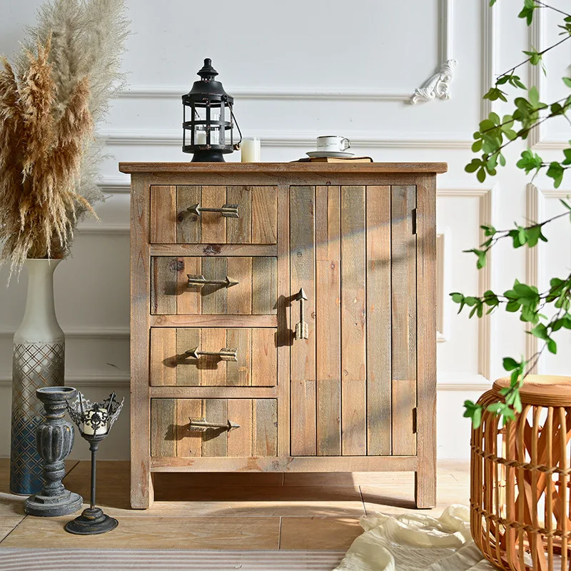 

Retro solid wood lockers, American country living room storage cabinets, homestay old personalized creative decorative chest cab