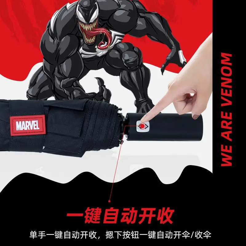 Marvel Avengers Anime Figures Automatic Umbrella Venom Manual Sunny and Rain Dual-Use Portable Folding Sun Umbrella Gift