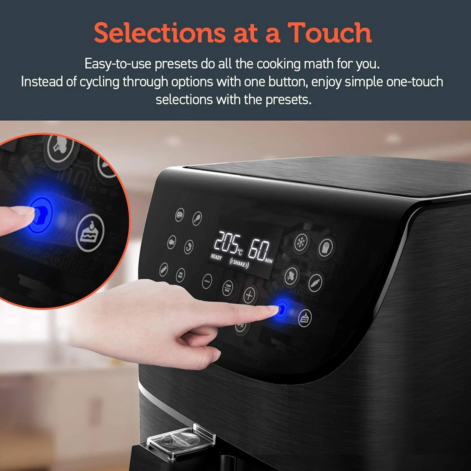 5.5L Hot Sale Electric Air Fryer Oven Shake Reminder Smart Air Fryers Touchscreen Digital Deep Air Fryers