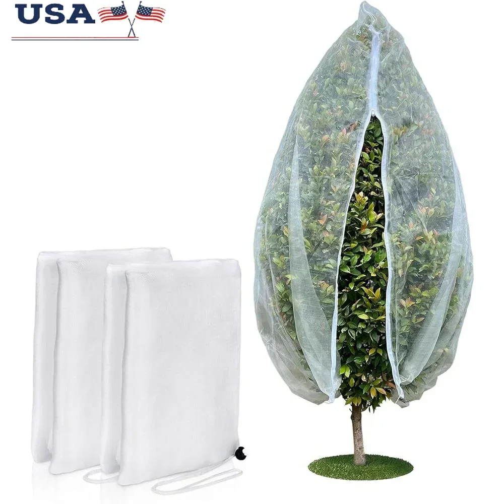 

Fruit Tree Netting Cover with Zipper and Drawstring Insect Bird Barrier Protection Garden Mesh Lightweight Durable Reusable 2