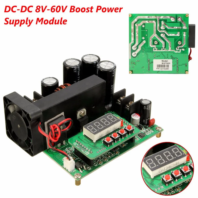 900W LCD Digital Control Boost Converter 9-60 to 10-120V Constant Current Constant Voltage Converter Step Up Power Supply Module