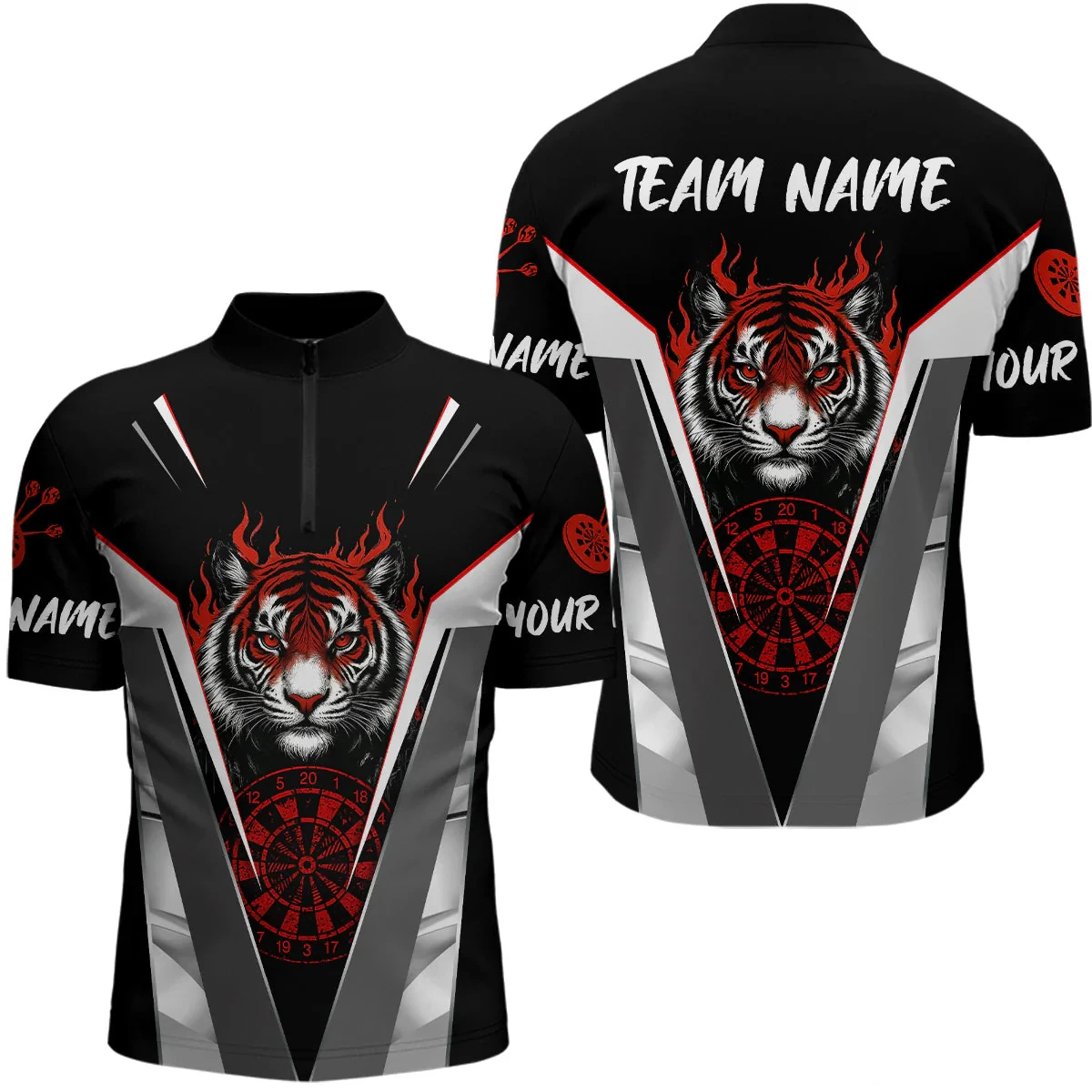 PLstar Cosmos' new personalized 3D printed red dart pattern polo shirt, unisex, casual team throwing sports series -12