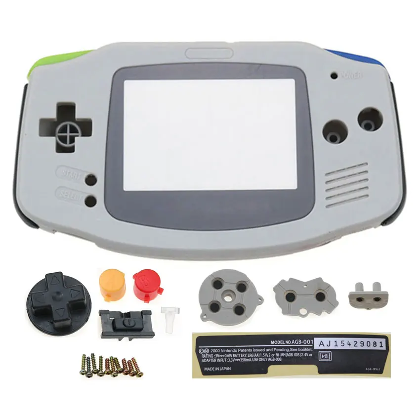 JCD Luminous Clear Housing Shell Cover W/ Screen Lens Buttons Sticker For GameBoy Advance GBA Console Protective Case