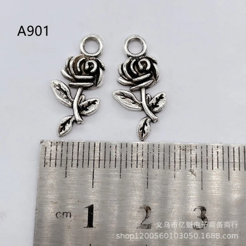 Factory Direct Sales 100Pieces diy 21mm Rose Pendant Bracelet Necklace Earrings Clothing Gift Material Pendant