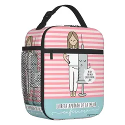 Mulheres Enfermeira Médico Desenhos Animados Lancheira Impresso, À Prova de Fugas, Refrigerador Térmico, Comida, Isolados Lunch Bag, Piquenique Tote, Portátil, Senhoras