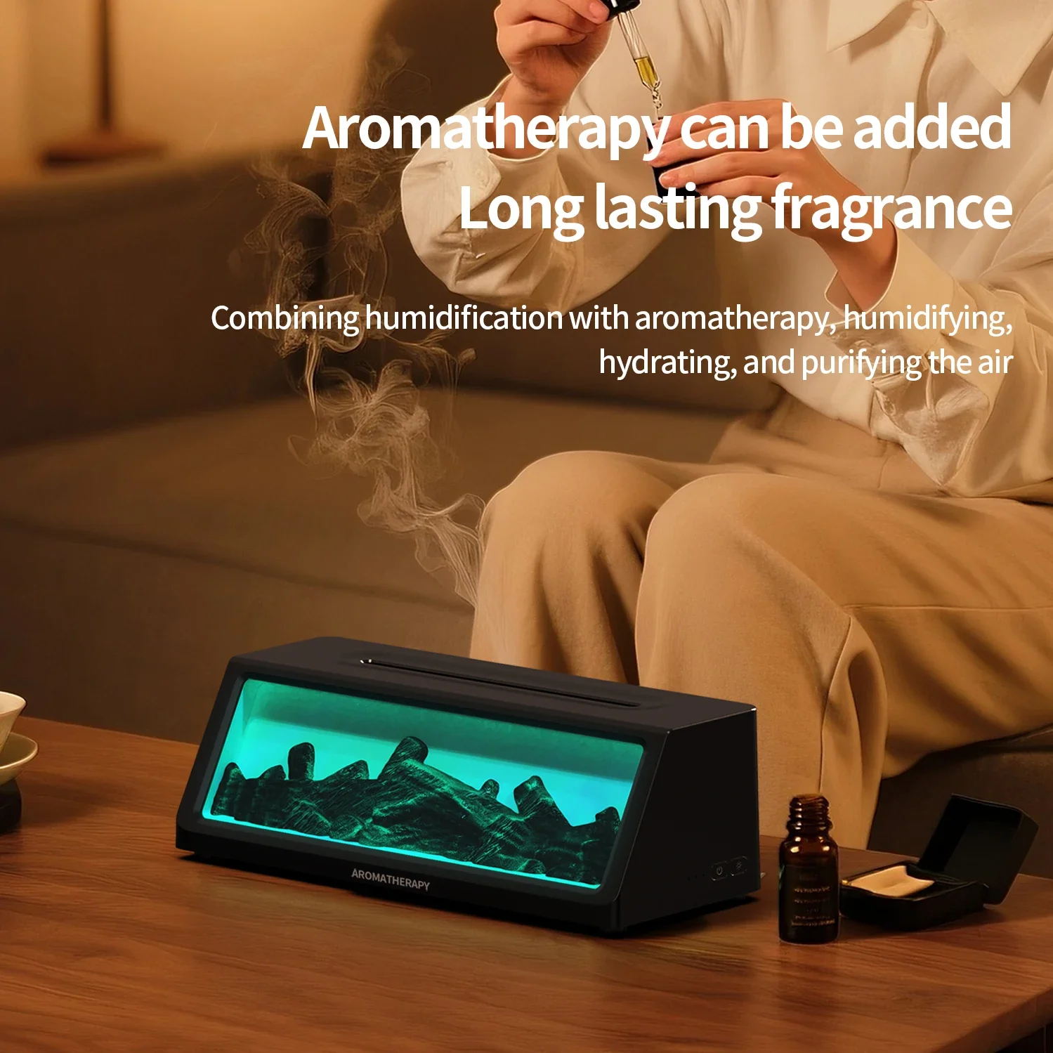 آلة العلاج بالروائح اللهب محاكاة ثلاثية الأبعاد لمرطب الزيوت العطرية وإضاءة جو ملونة مع هدية للتحكم عن بعد