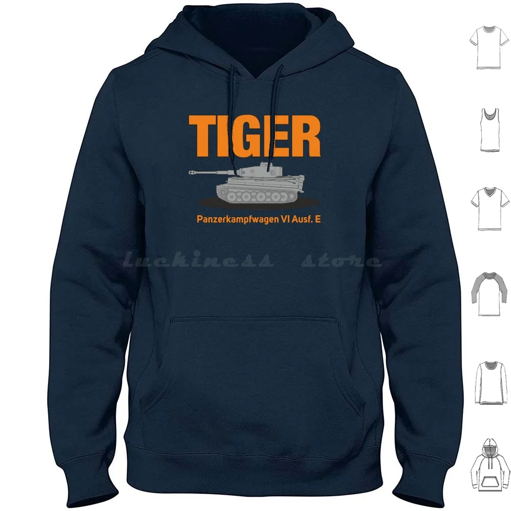 

Tiger Panzerkampfwagen Vi Aysf. E Hoodies Long Sleeve Ww2 Tank German Military Panzer Heavy Tank Panzerkampfwagen Vi