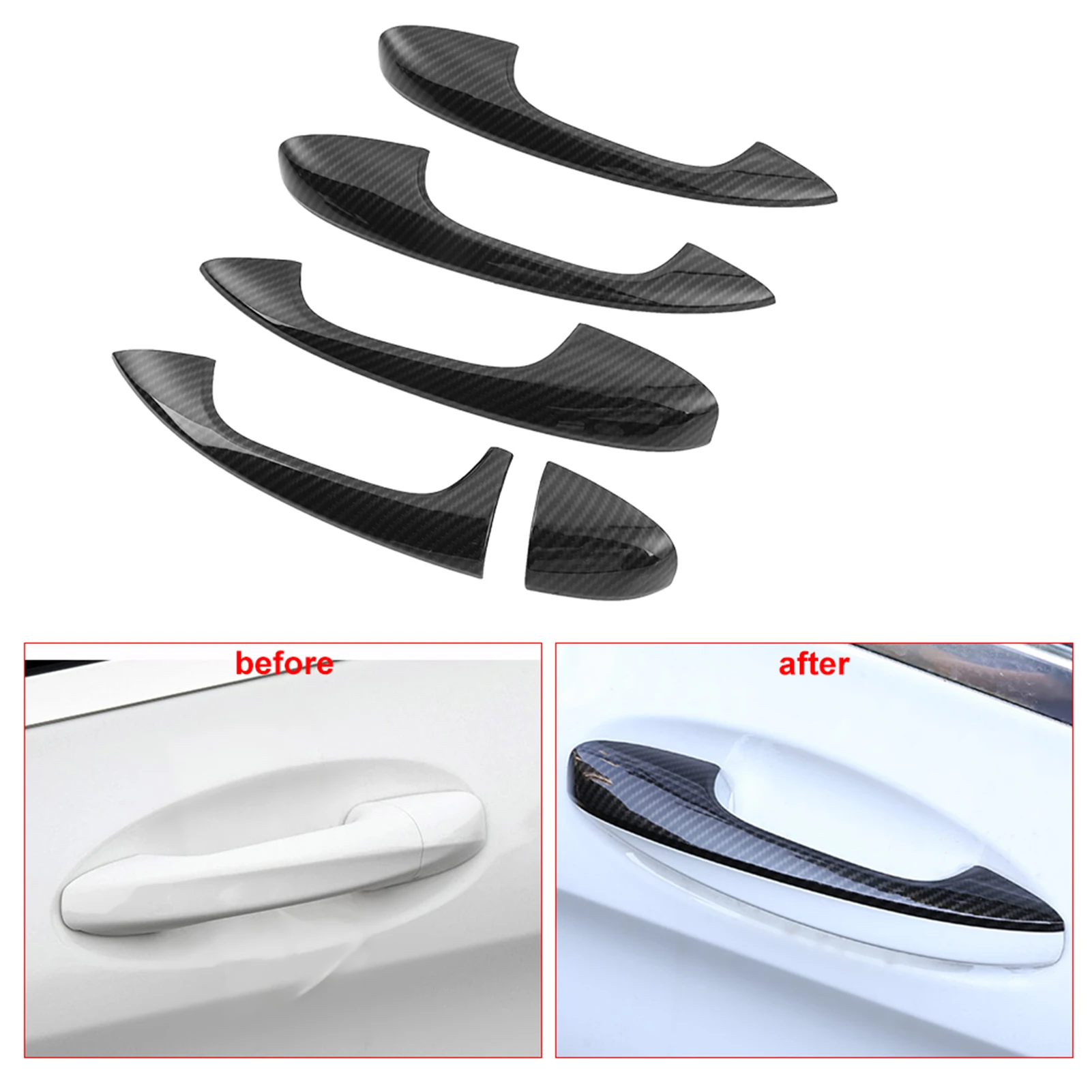 Car Carbon Fiber Door Handle Cover Trim for Mercedes Benz C class W205 GLC X253 2015-2018 Chrome Door Handle Cover