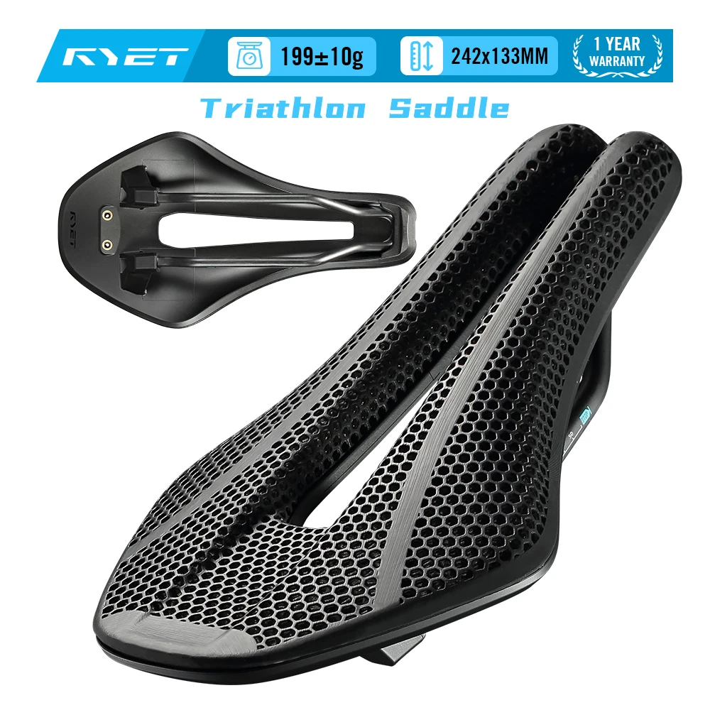 RYET 199g TT01 Triathlon Saddle Short Nose Aero Carbon Nylon Shell 7x9mm Carbon Rail Ultralight Time Trial Bike Cycling Parts