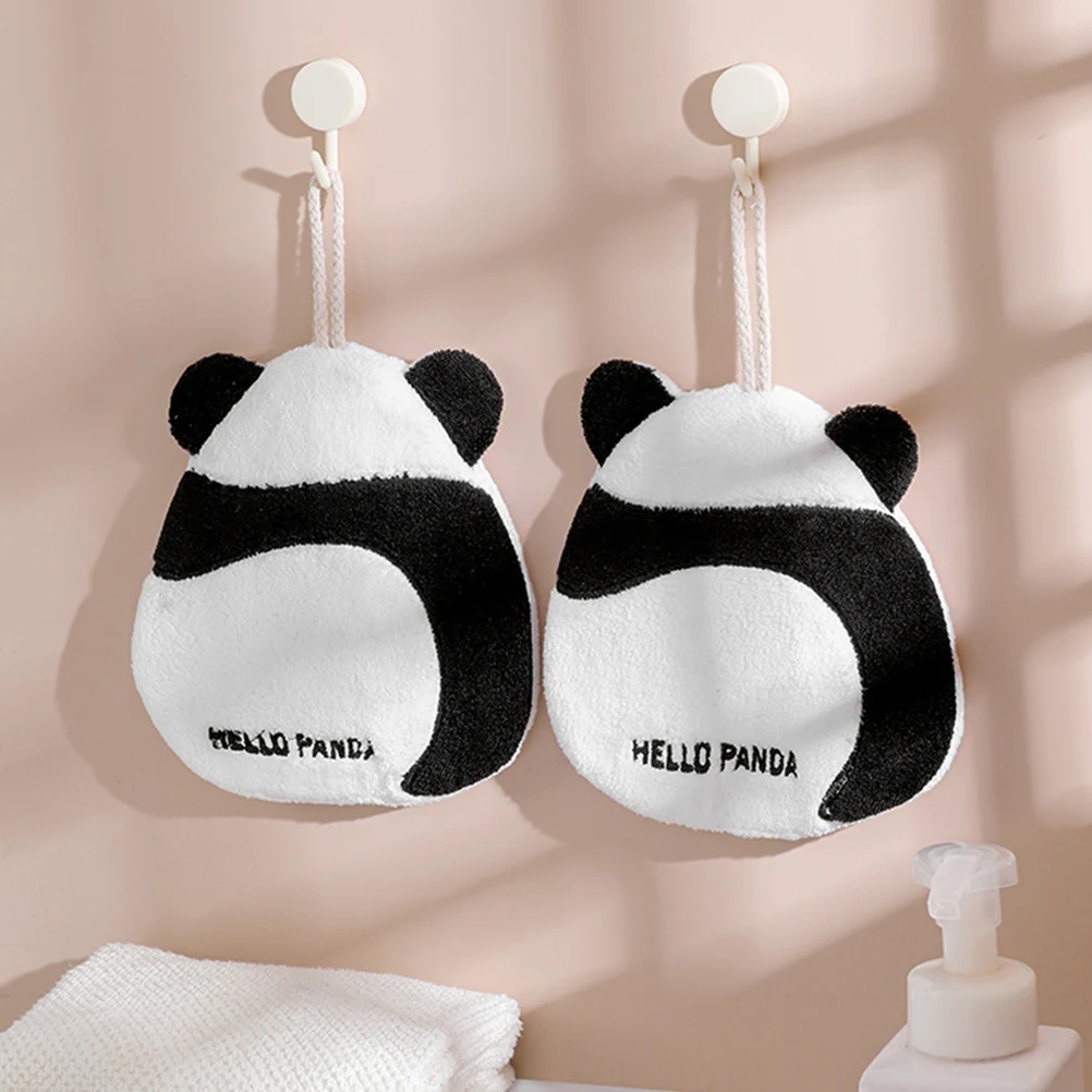 

2Pcs Coral Fleece Hand Towels Super Absorbent Quick Drying Skin Friendly Hanging Kitchen Bathroom Towels Cute Cartoon Design