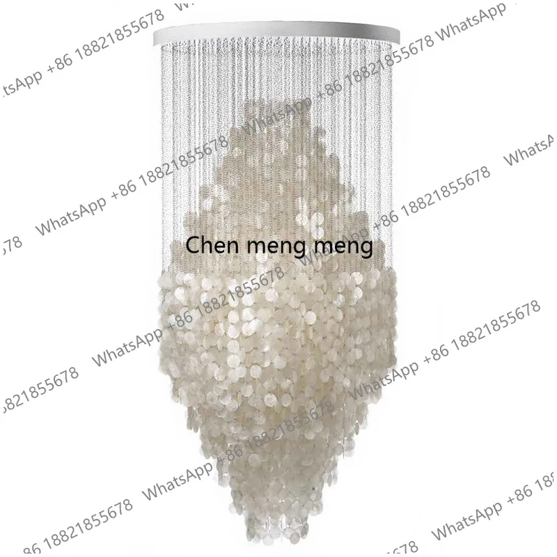 

American modern living room chandelier duplex building hollow rotating staircase circular lamp corridor