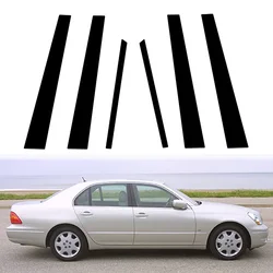 6Pcs Glossy Black Pillar Post Door Window Sticker Cars Accessories For Lexus LS430 2001 2002 2003 2004 20052006 Exterior Parts