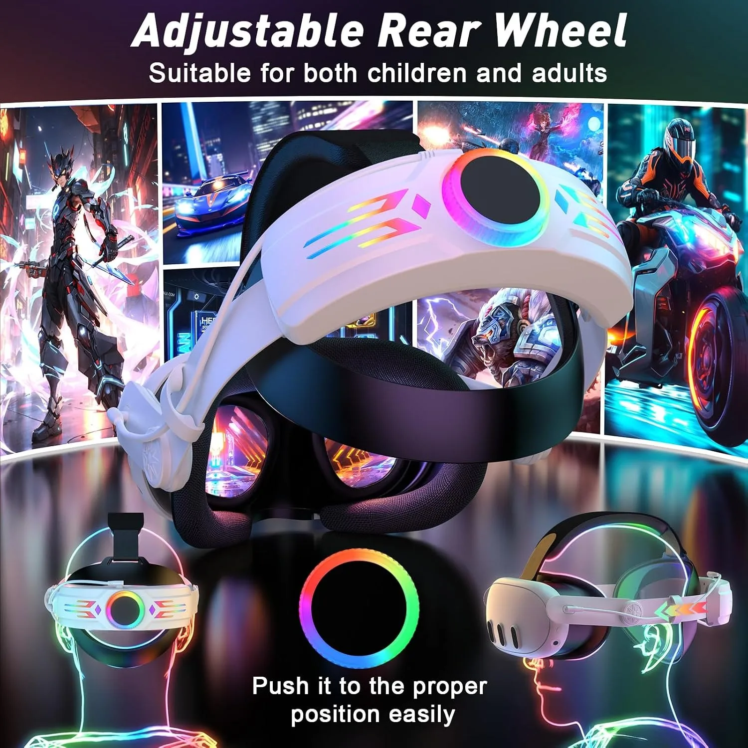 For Meta Quest 3/3S Head Strap 12000mAh Battery Fast Charging Elite Head Strap Extends Playtime RGB Lighting VR Accessories