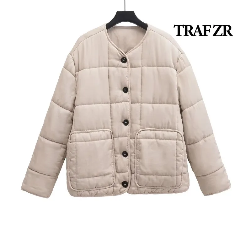 TRAF ZR Elegant Coat Woman 2024 Female Winter Jackets Beige Parka for Womens Youthful Woman Winter Office Lady Parkas