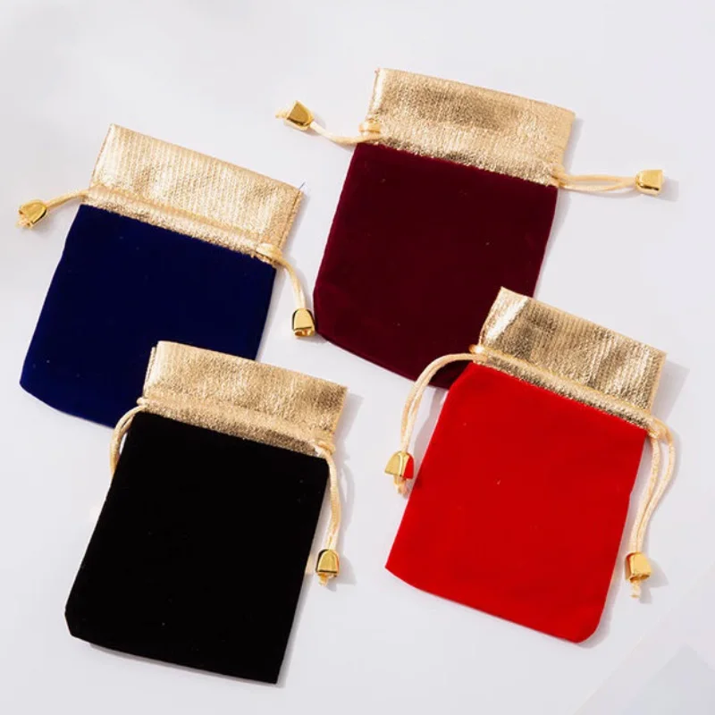 Velvet Bag Gold Mouth 7x9cm 9x12cm 12x16cm 50pcs/Lot Makeup Jewelry Packaging Pouches Party Candy Sack