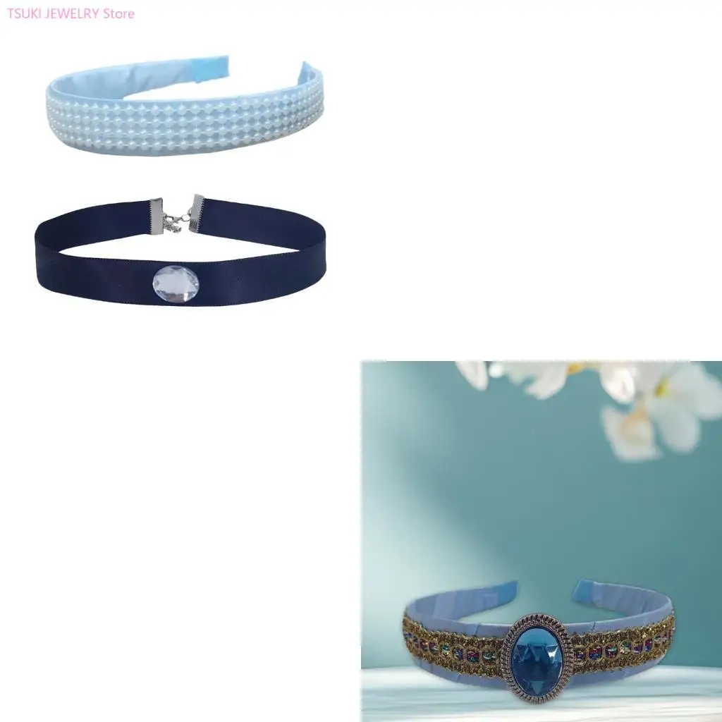 

62KE Kids Dressingup Hairband Choker Necklace for Kids Girl Theme Party School Event