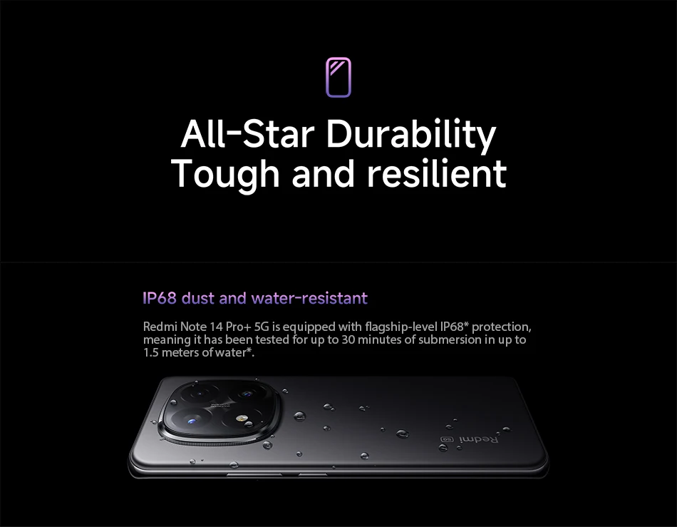 Smartphone Xiaomi Redmi Note 14 Pro Plus 5G Global version 120W HyperCharge AMOLED display 200MP AI camera Snapdragon® 7s Gen 3