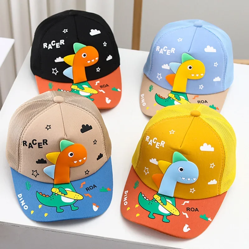

Cute Kids Dinosaur Baseball Hat Summer Mesh Peaked Cap Children Quick Dry Duck Tongue Caps 2-6Year Boys Girls Outdoor Sun Visors