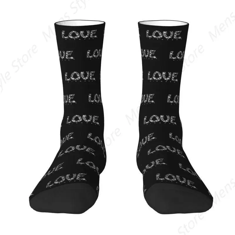 Cool Print Love Diamond Socks for Men Women Stretch Summer Autumn Winter Bling Rhinestone Crew Socks