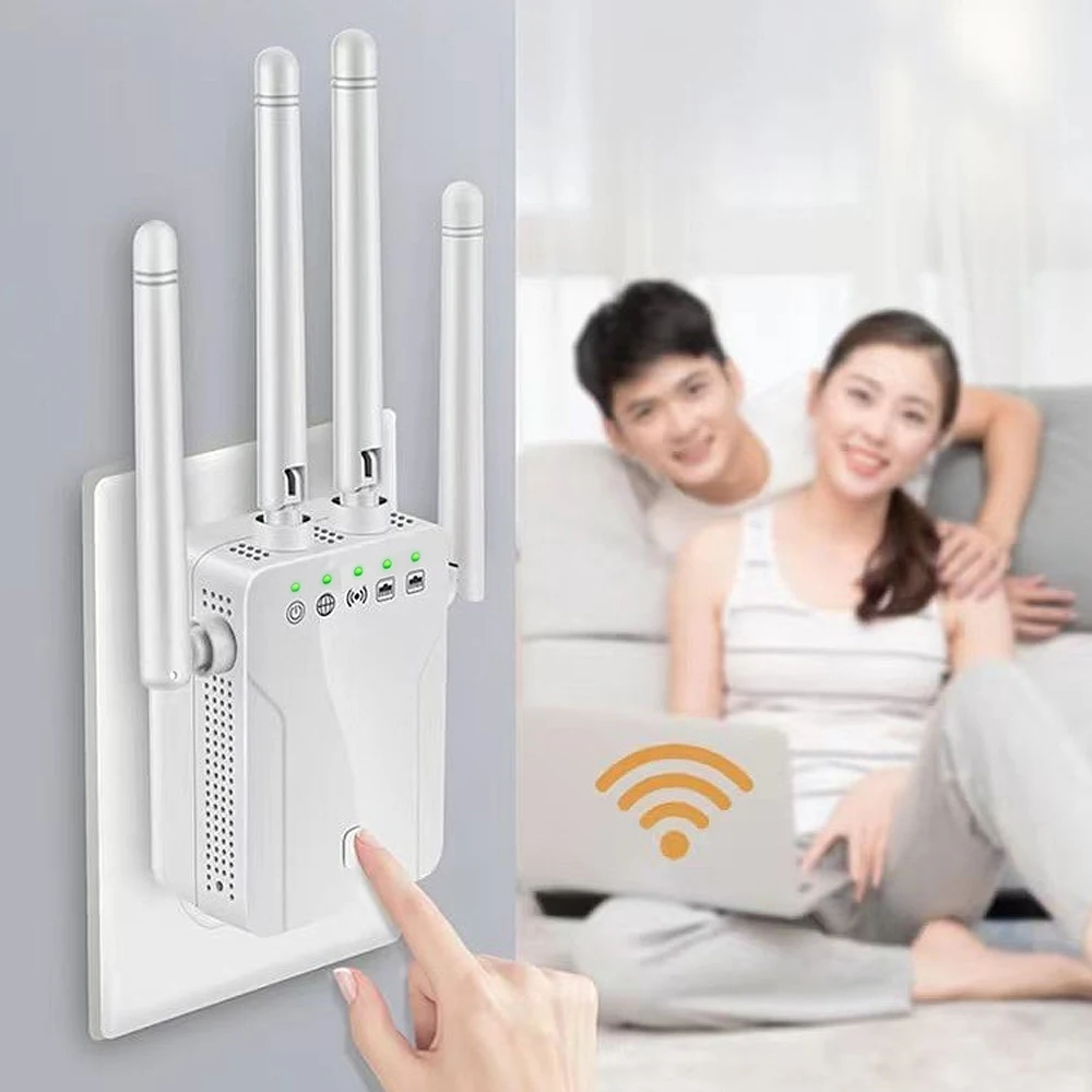 1200Mbps Wireless WiFi Repeater Wifi Signal Booster Dual-Band 2.4G 5G Extender 4 Antenna Router Signal Amplifier For Office Home