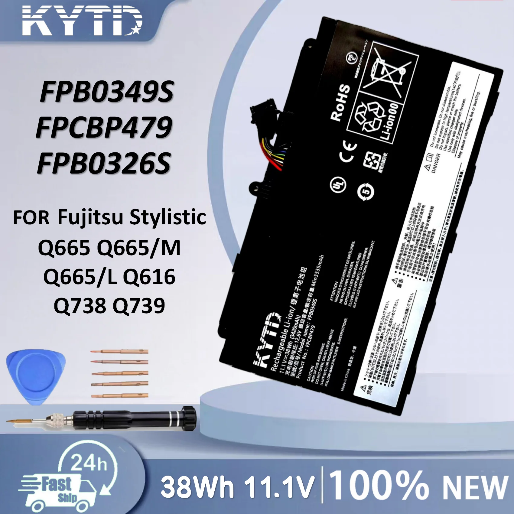 KYTD Laptop Battery For Fujitsu Stylistic Q665 Q665/M Q665/L Q616 Q738 Q739 Series FPB0349S FPCBP479 FPB0326S 11.1V 38Wh 3420mAh